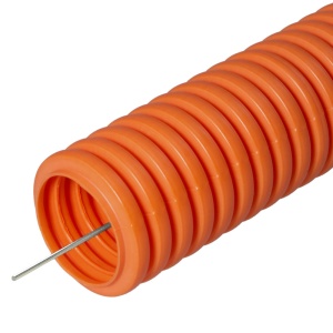 Труба гофрированная ПНД тяжёлая 750 Н безгалогенная (HF) оранжевая с/з д40 (15 м/960 м уп/пал) Промр