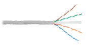 NETLAN U/UTP 4 пары,Кат.6 (Класс E),250МГц,одножильный,внутренний,PVC нг(B),серый,