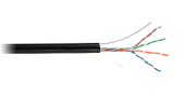NETLAN U/UTP 4 пары,Кат.5e (Класс D),Гц,одножильный,внешний,PE до -40C,с  тросом,черный,