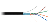 NETLAN F/UTP 4 пары,Кат.5e (Класс D),Гц,одножильный,внешний,PE до -40C,с  тросом,черный,
