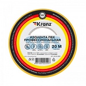 Изолента ПВХ профессиональная KRANZ 0.18 х 19 мм х 20 м, желто-зеленая, упаковка 10 роликов